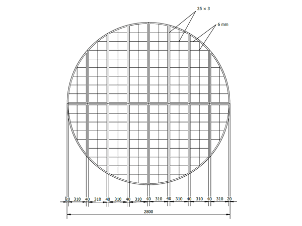 A drawing of 16-cell demister pad for our customers.