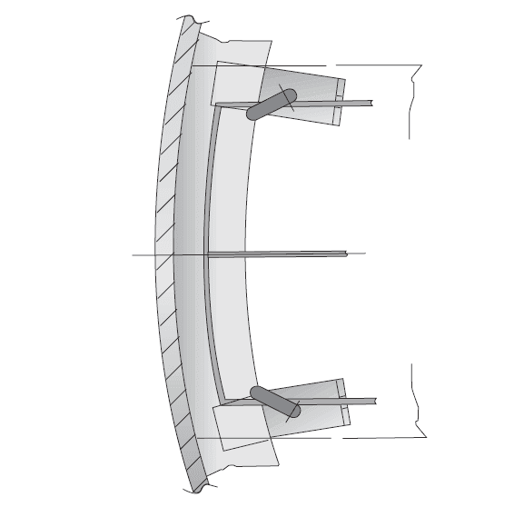 The picture shows the J-bolts for demister pad installation.