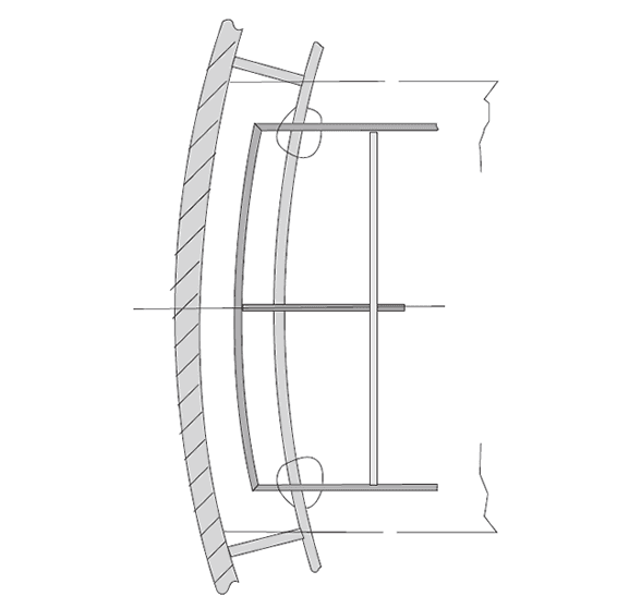The picture shows the tie wire with offset rings for demister pad installation.