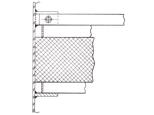 L'image montre la méthode d'installation du patin de retrait horizontal fixé par le haut avec des barres/angles de maintien.