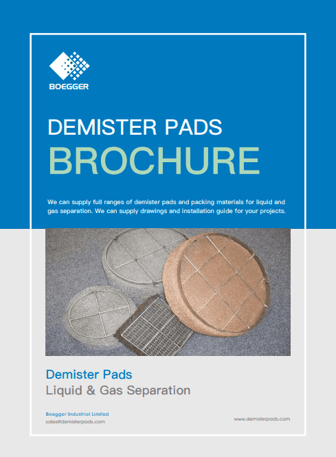 Several different materials of demister pads on gray background.