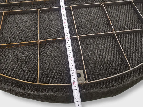 Measure the diameter of PE drawer demister pad with carbon steel grating.