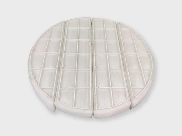 A PP demister pad with plastic grating on the white background.