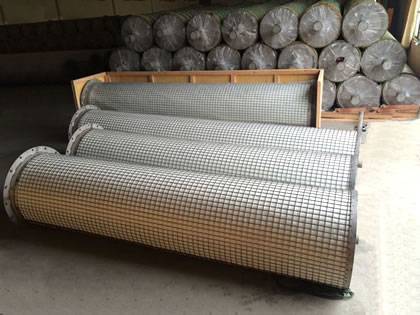 Several fiber demister pad with welded wire mesh frame on the ground.