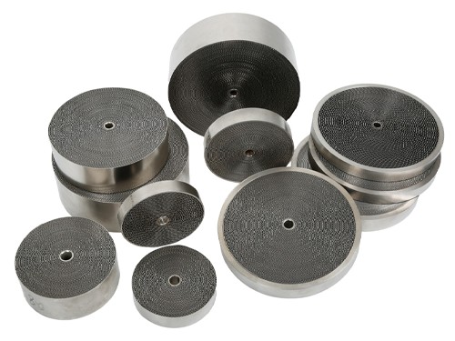 Flame arrestor element of different sizes on white background