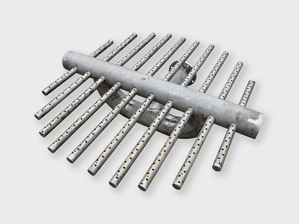 A perforated pipe type liquid distributor on the white background.