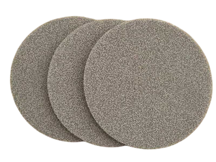 Three round nickel foam samples in a row