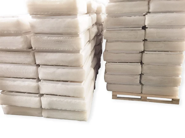 Several rectangular shape PE demister pads on the white background